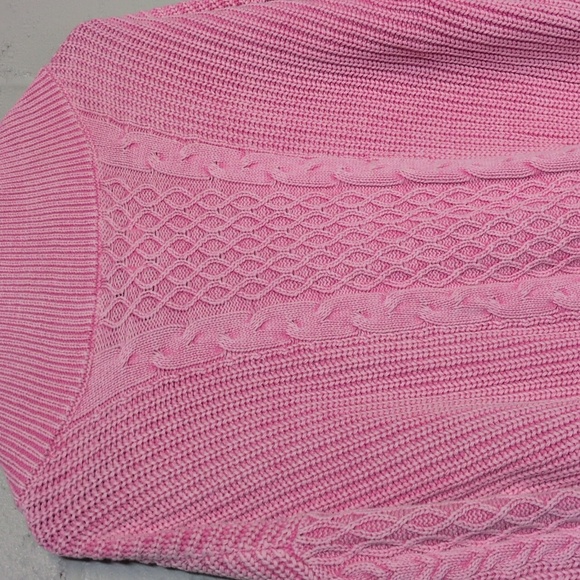 Aerie Pink Cable Knit V-Neck Slouchy Women's Sweater Size Medium - Picture 5 of 5